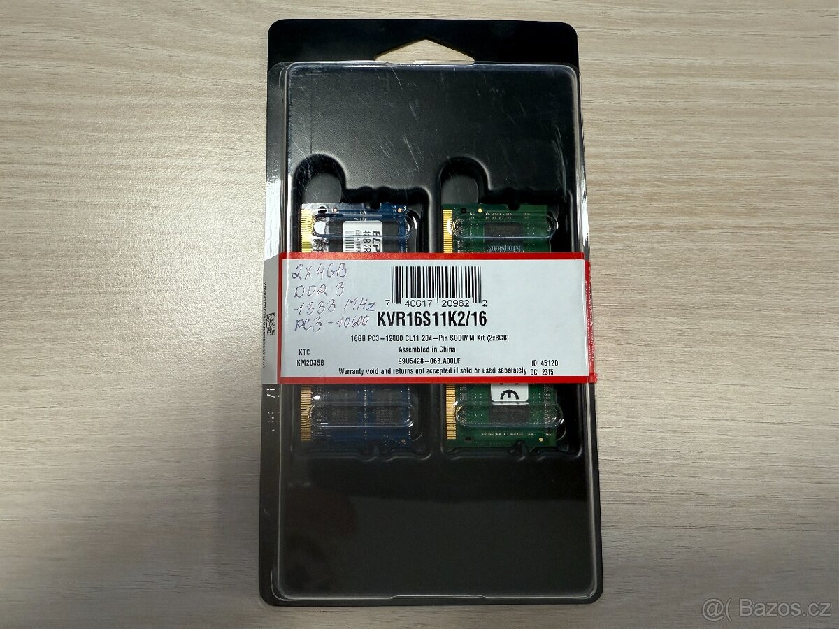 2× 4 GB DDR3 SO-DIMM 1333 MHz (PC3-10600) – Elpida + Kingsto