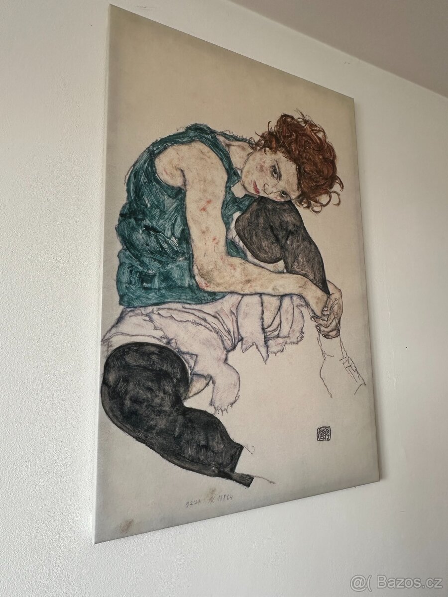 Obraz Egon Schiele - Sedící žena s pokrčenými koleny