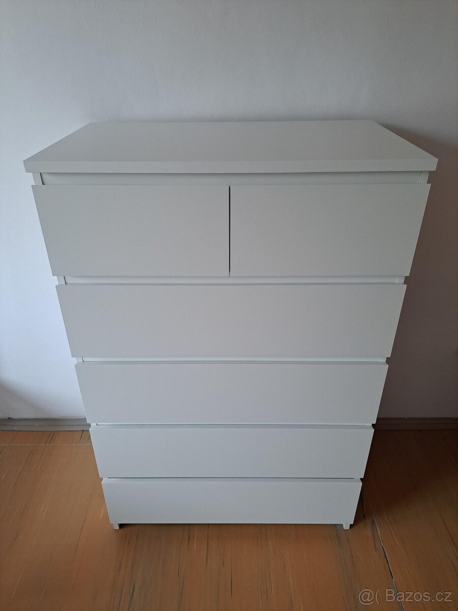 Komoda MALM se 6 zásuvkami, bílá, 80x123 cm