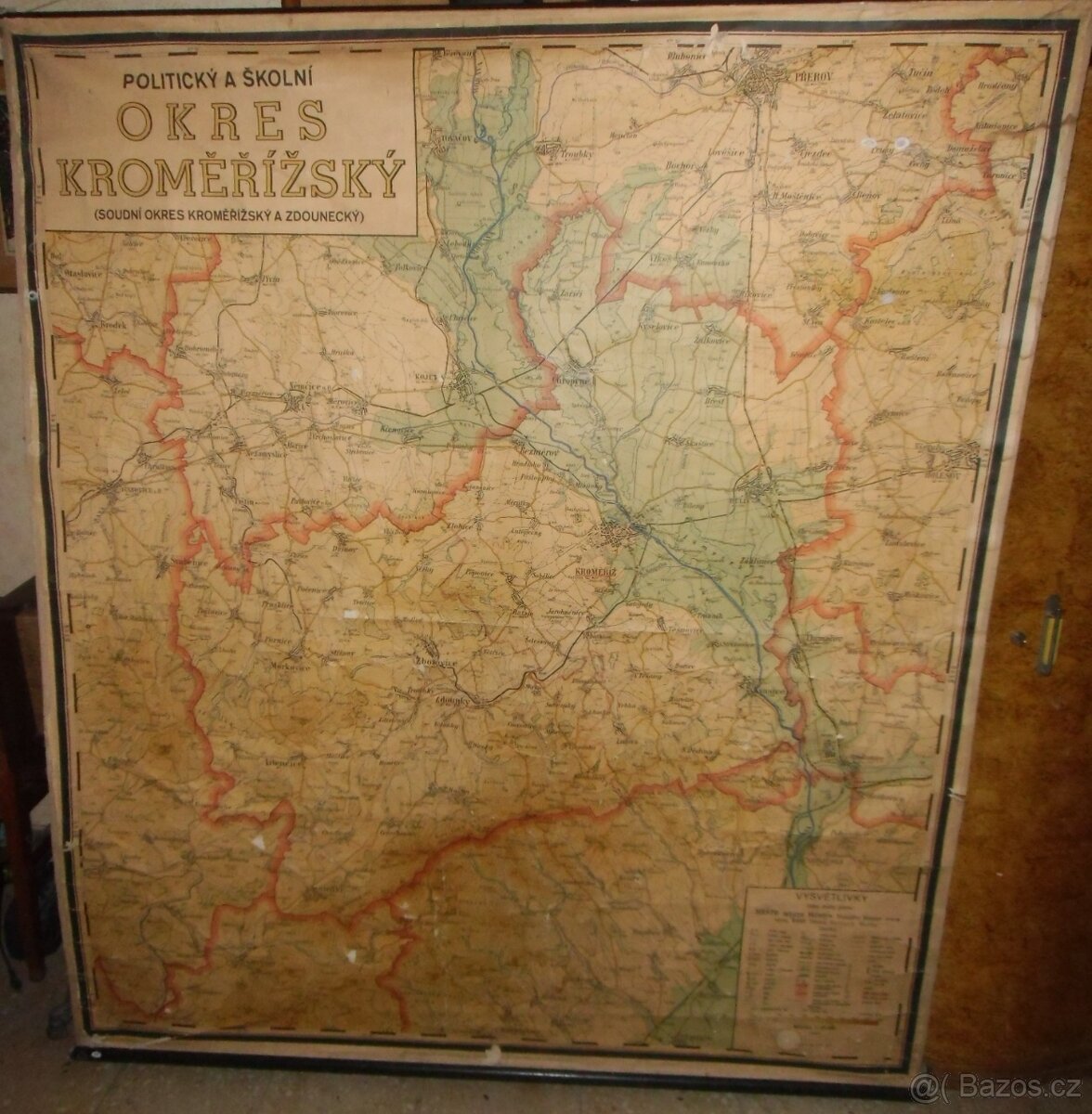 Historická mapa Okresu Kroměřížského 1937