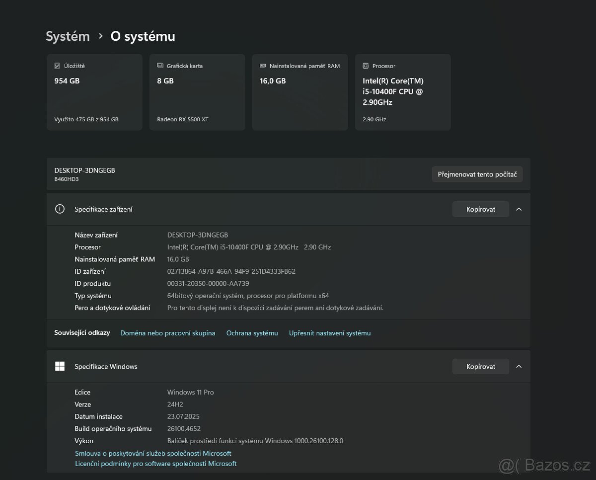 Herní PC i5 10400 (16GB RAM / RX 5500 XT 8GB / 1TB SSD)