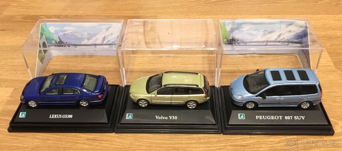 Modely aut 1:72 Cararama Mercedes Benz, Lexus, Volvo,Peugeot
