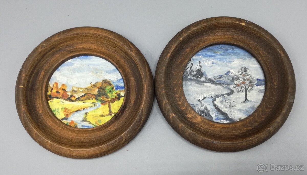 Štyri kruhové maľované obrázky