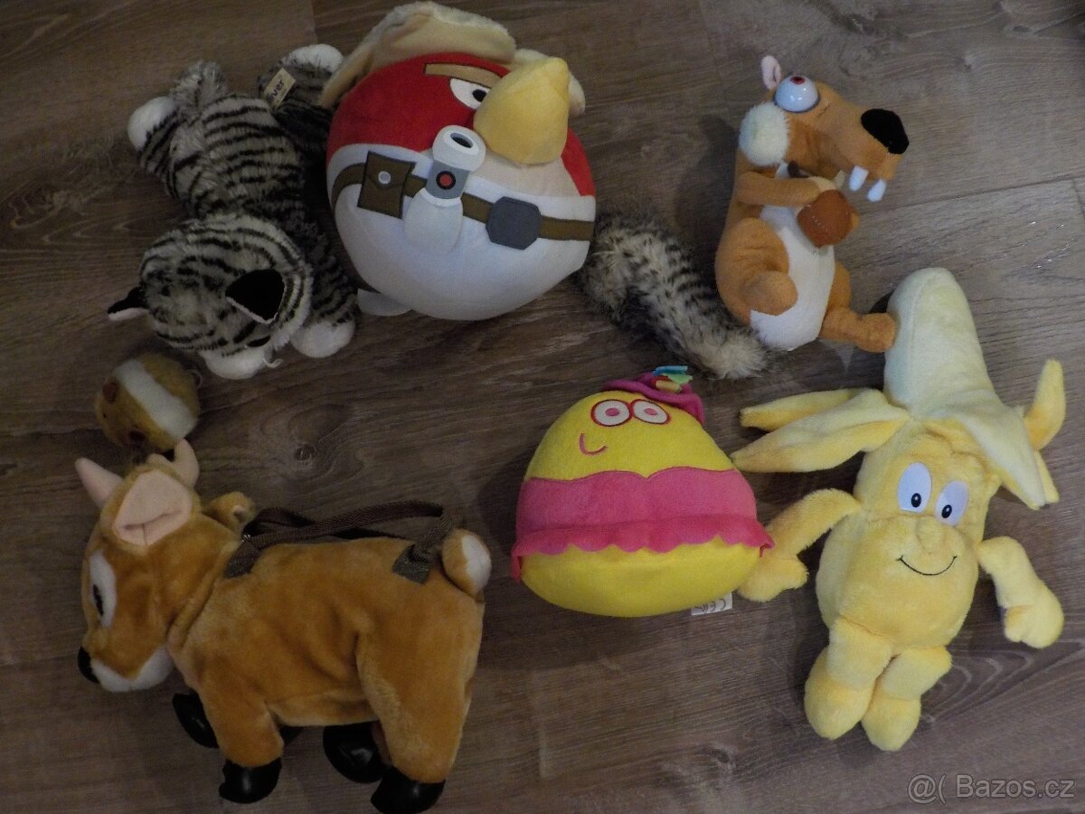 2x sada plyšáčků Pou, Doba ledová, Angry beards, Kitty