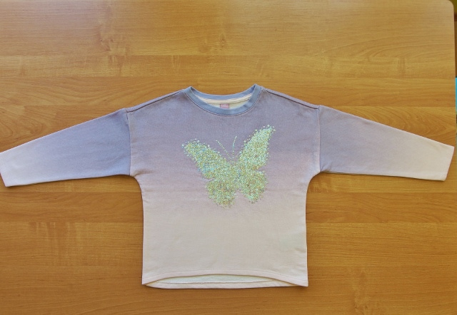 Zateplená mikina s flitrovým motýlem zn. Takko 128-134 NOVÁ