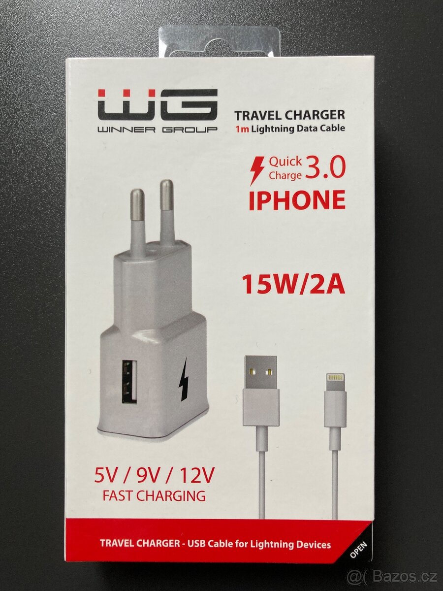 USB rychlá nabíječka 2,1A + APPLE kabel