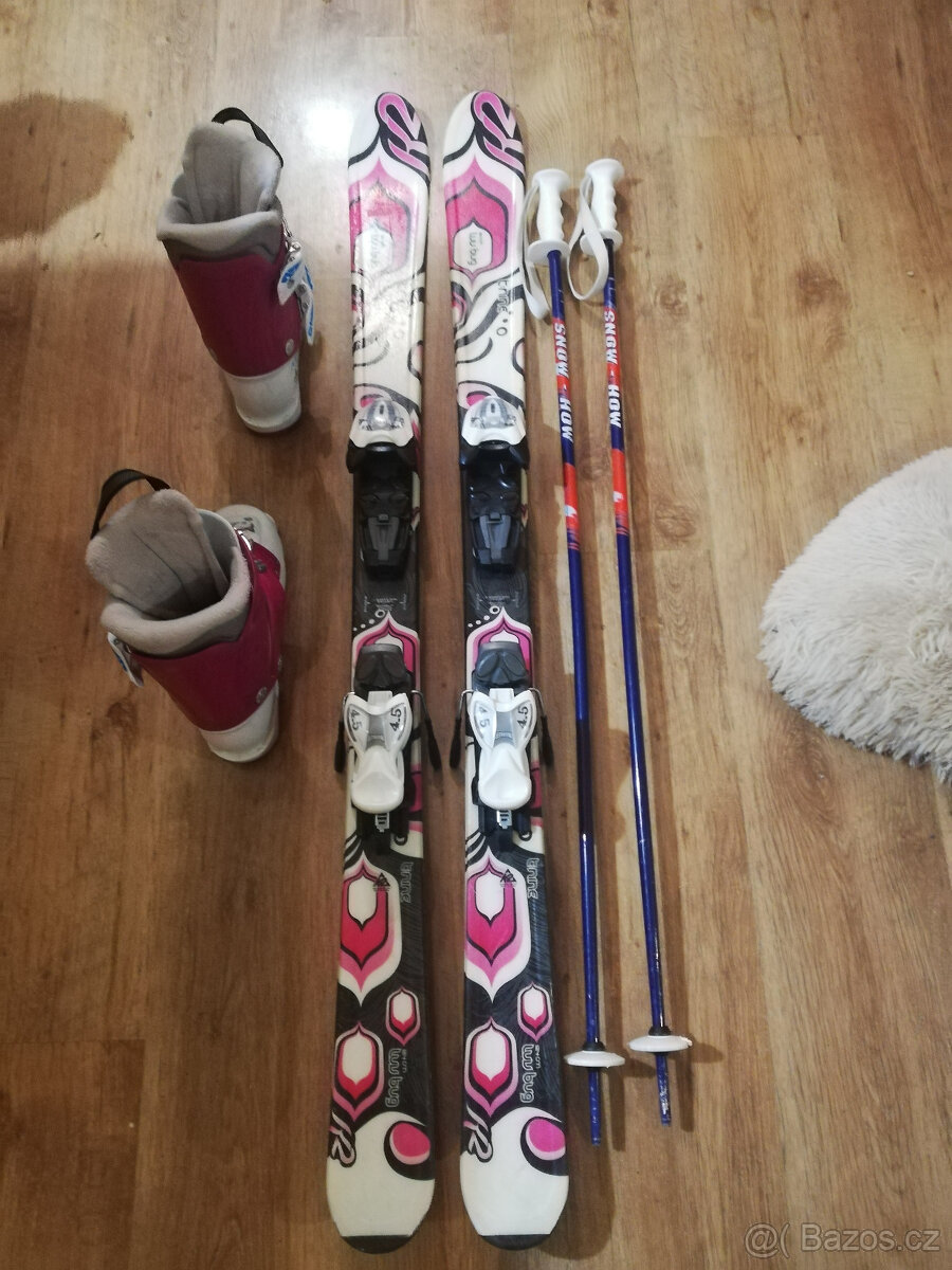 Lyže pro holku 124cm, set i s botama