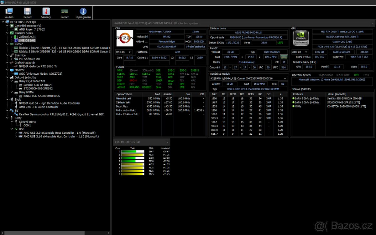 Herní PC Sestava s monitorem(R7 2700X,RAM 32Gb,RTX 3060 Ti)