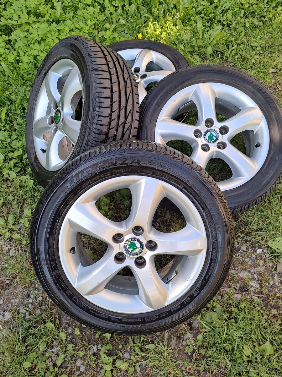 Alu kola 5x100 originál Škoda Fabia, Roomster 195/55/15