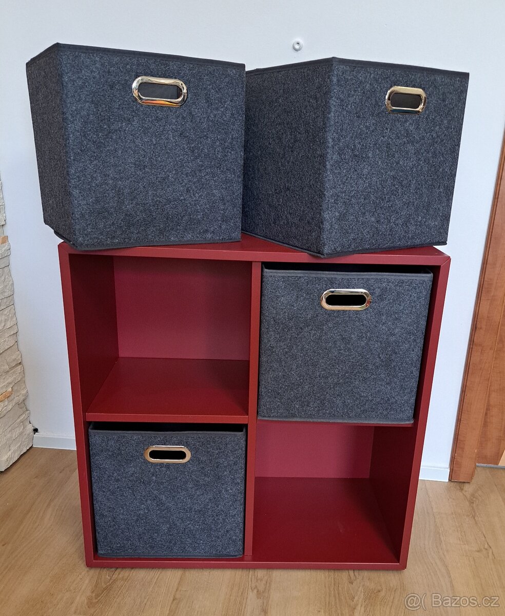 EKET Skříňka se 4 přihrádkami, červená, 70x35x70 cm