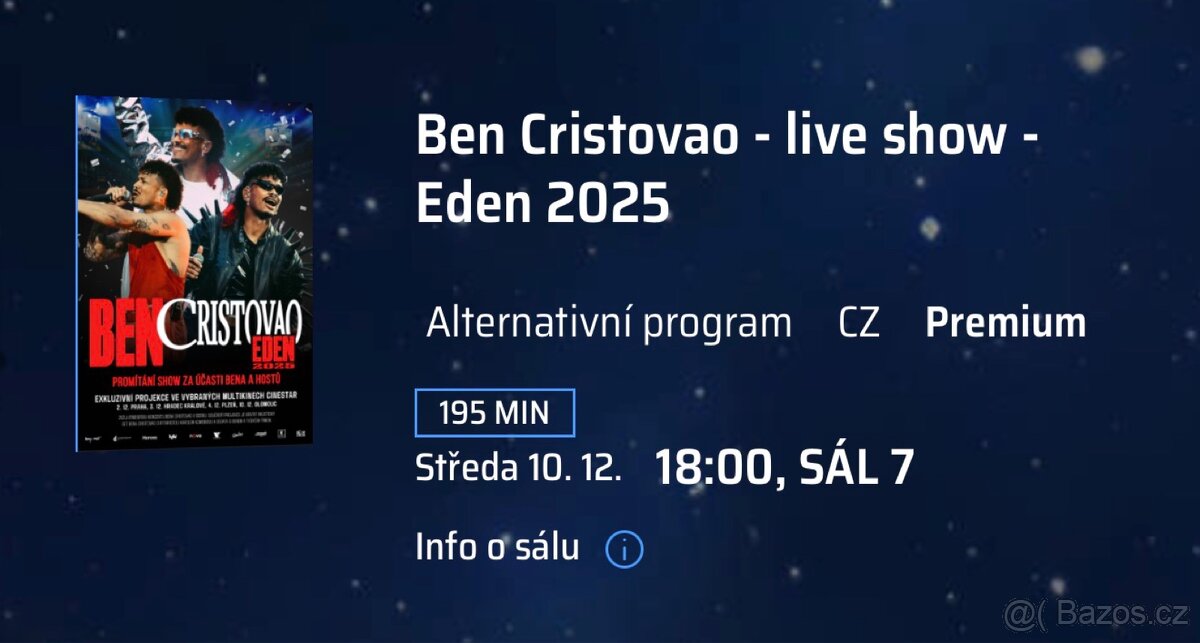 Ben Cristovao - live Show - Cinestar Olomouc 10.12.25