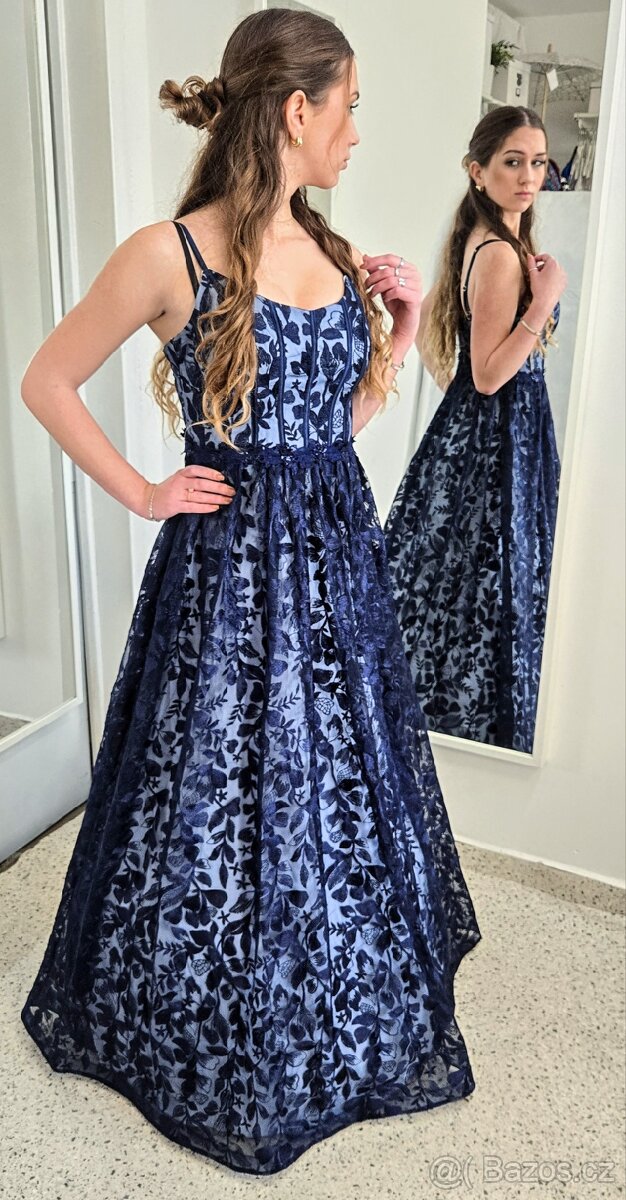 NOVÉ plesové šaty KRAJKOVÉ MODRÉ