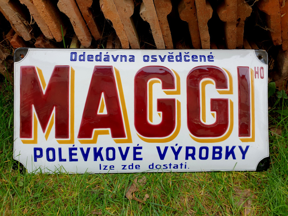 Maggi Stará  Smaltovaná Cedule , 50 x 25 cm.