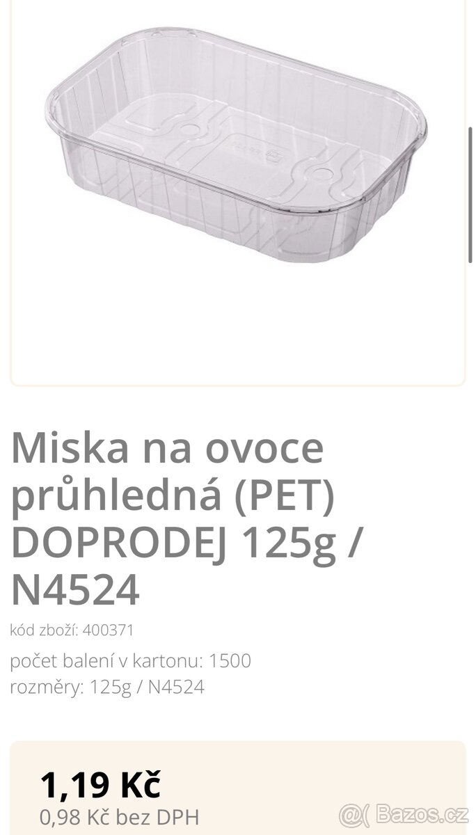 Miska na ovoce průhledná (PET) 125g box AUCTION