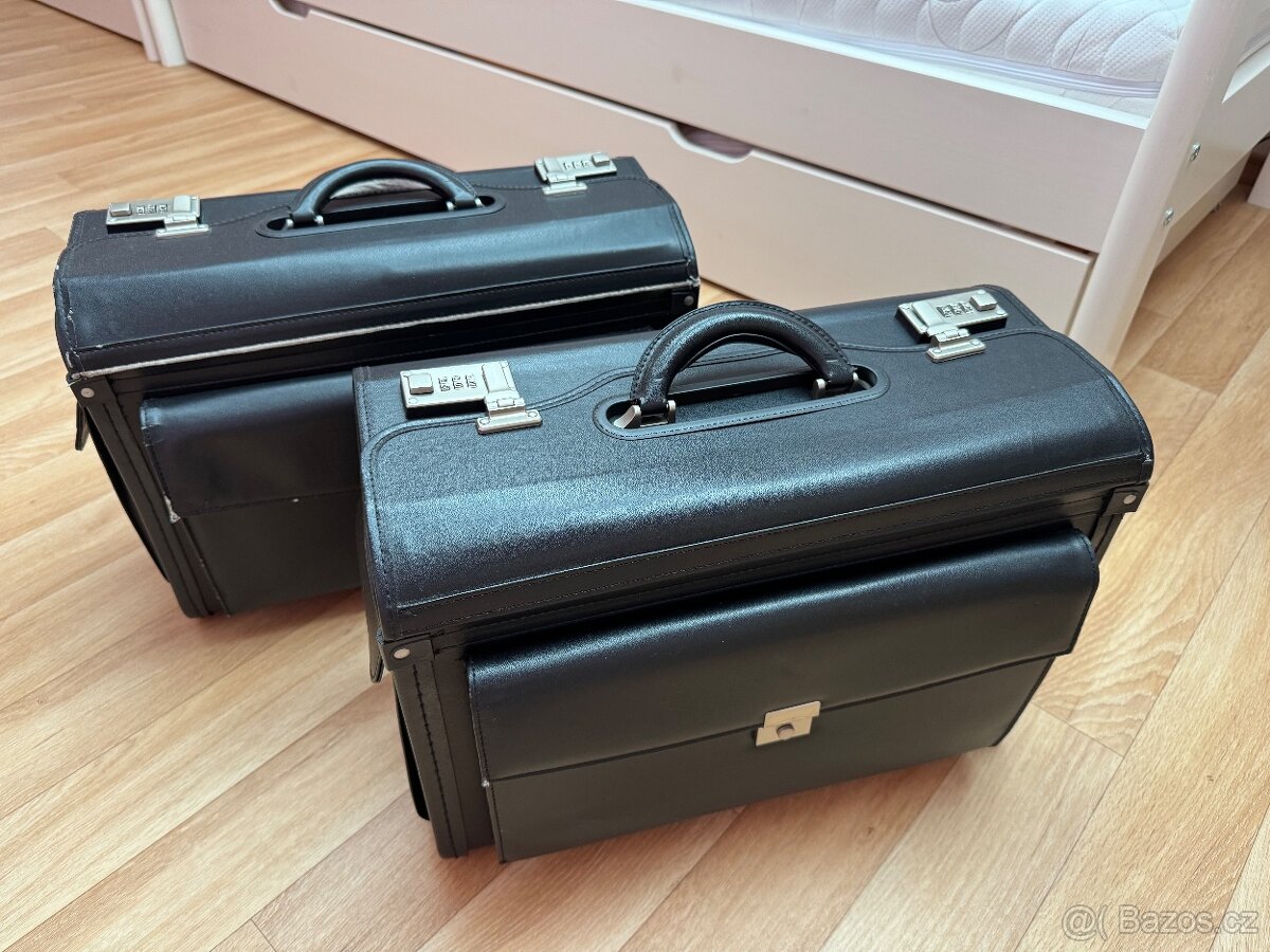 Pilotní kufry 2ks - číselný zámek, přední a boční kapsy