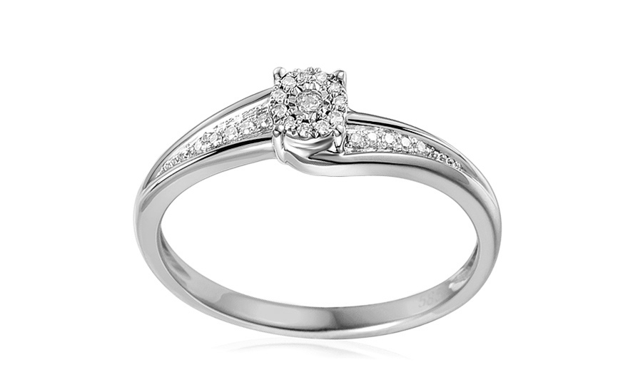 Diamantový zásnubní prsten z bílého zlata Paris,14K