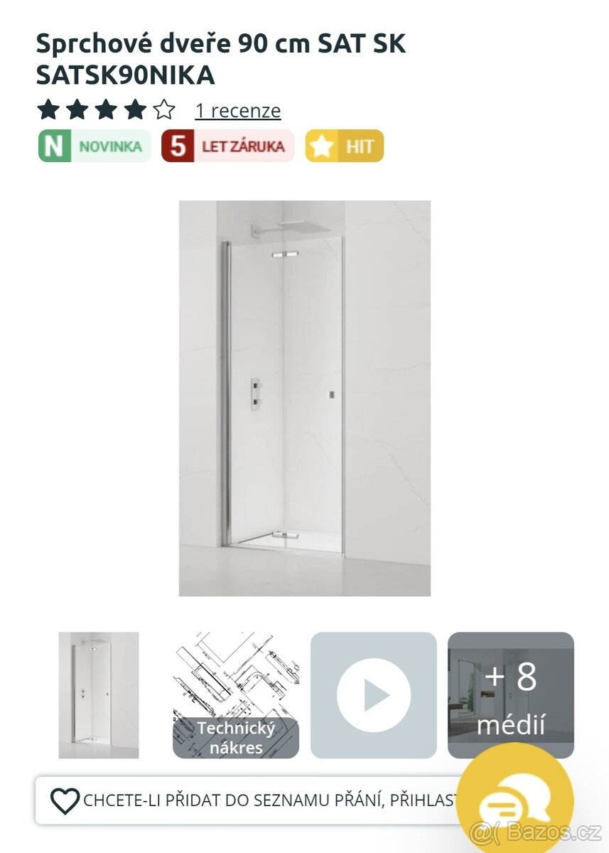 Sprchové dveře 90 cm SAT SK