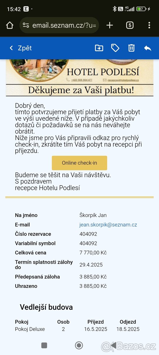 Hotel Podlesí - Sněžné Vysočina