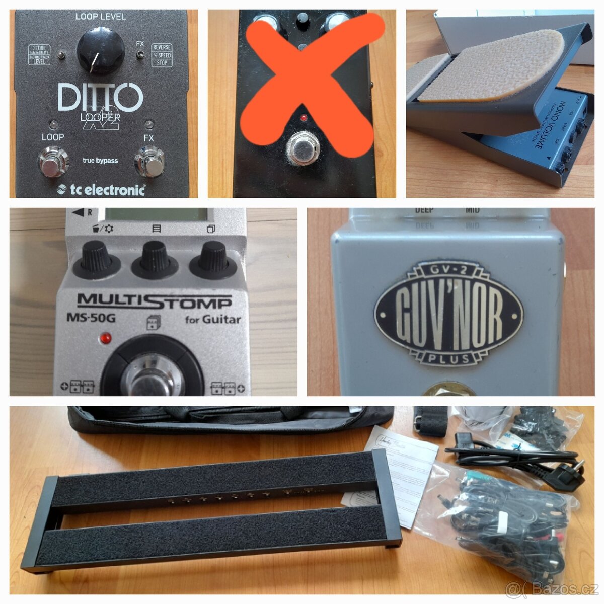 sbirka efektovych pedalu a board