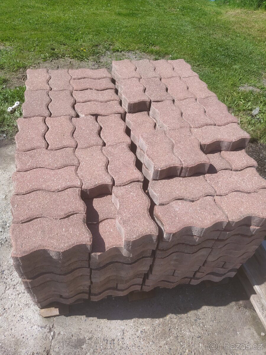 Zámková dlažba vlnka 6 cm červená