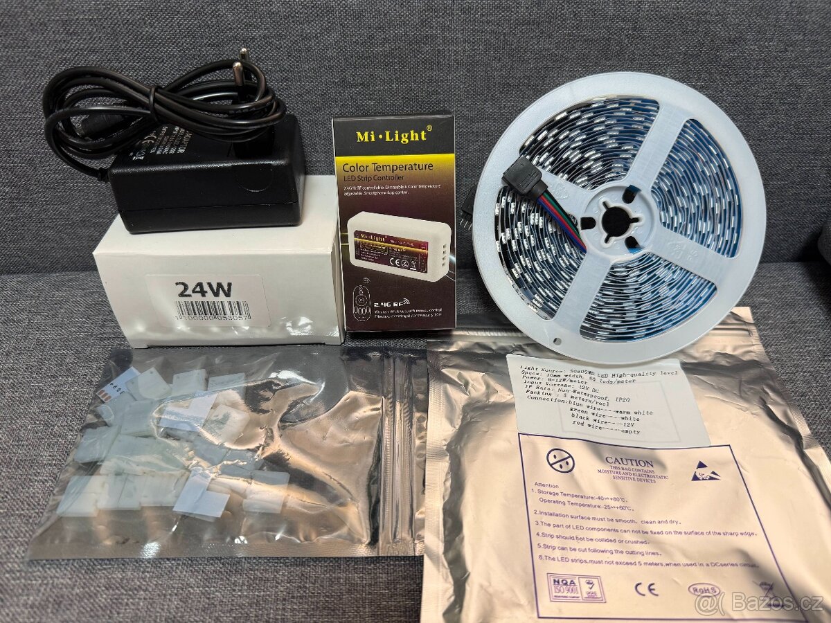 CCT LED pásek 5m a kontroler Mi-Light vč. adaptéru
