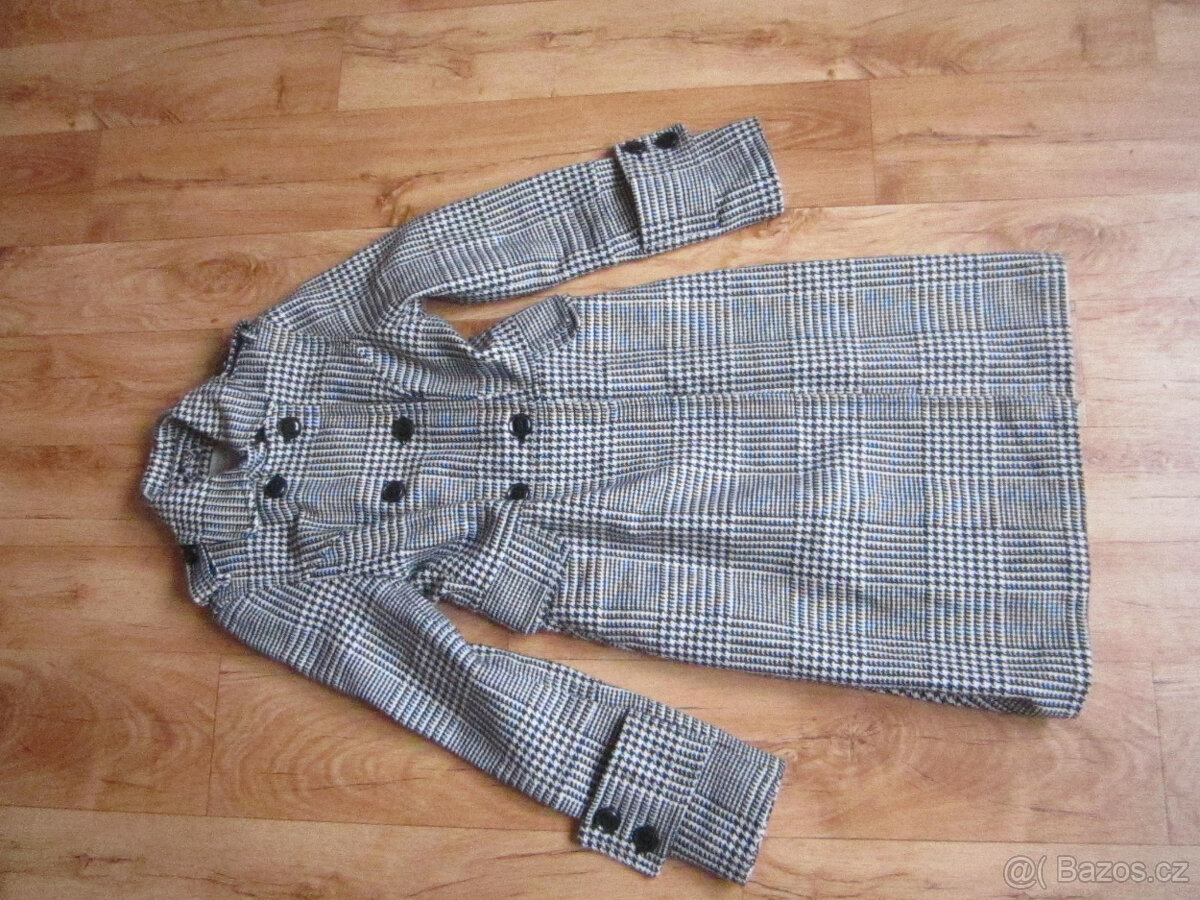 Černobílý kabát zn. Orsay, vel. S/36, délka 100 cm