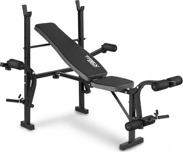 Benchpress lavice + sada závaží a činky