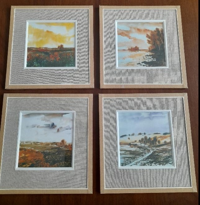 Obrazy 4 kusy paspartované.