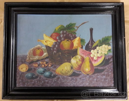 Obraz olej na dřevě- zátiší s ovocem