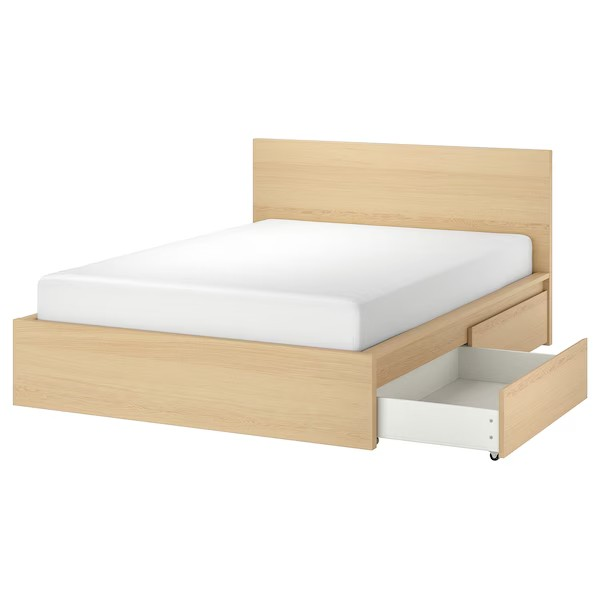 Postel MALM 160cm +rošt +4x úložný prostor +matrace zdarma