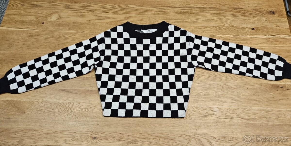 Dívčí kostkovaný svetr H&M, velikost 146/152