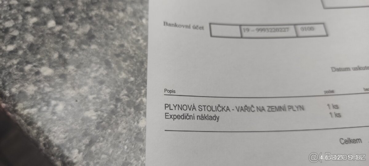 Varná stolička s termočlánkem na zemní plyn