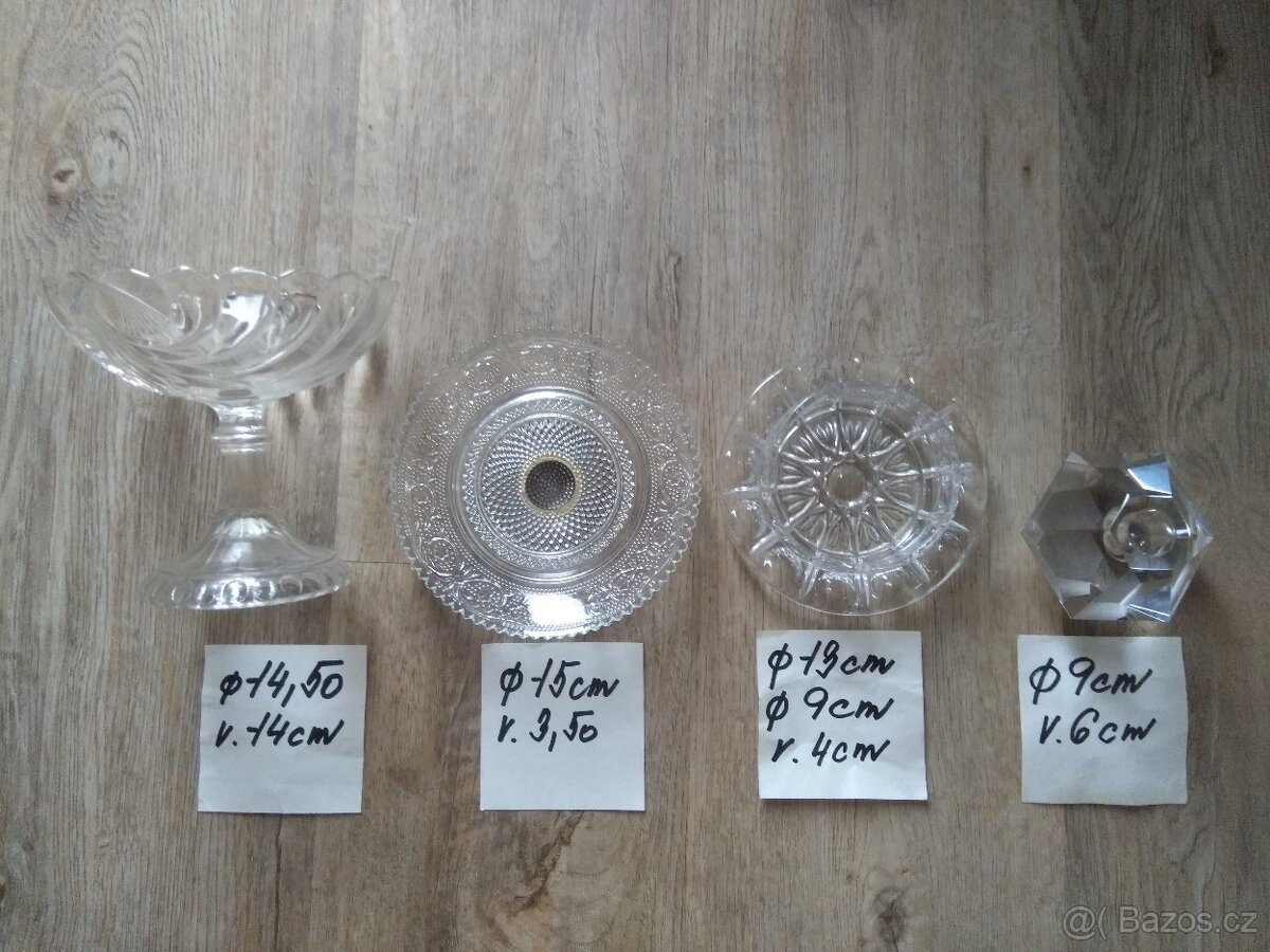 Sklo/ pohár, mistička, svícny / vše za 60,-