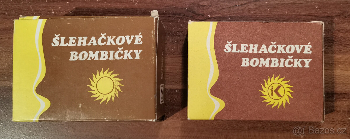 Retro šlehačkové bombičky v původní krabici ČSSR