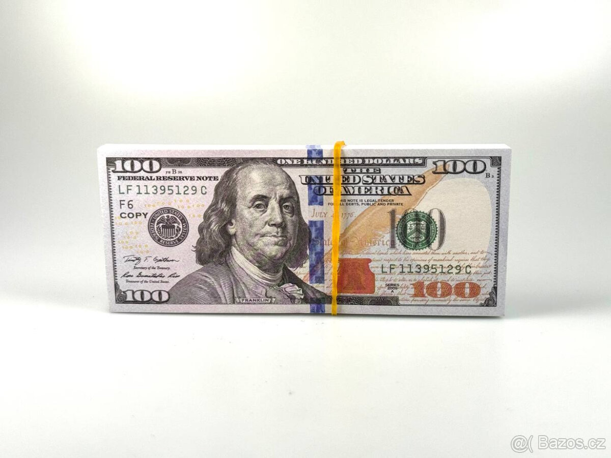 Kopie amerických bankovek 100 USD – 100 ks (10 000 USD)