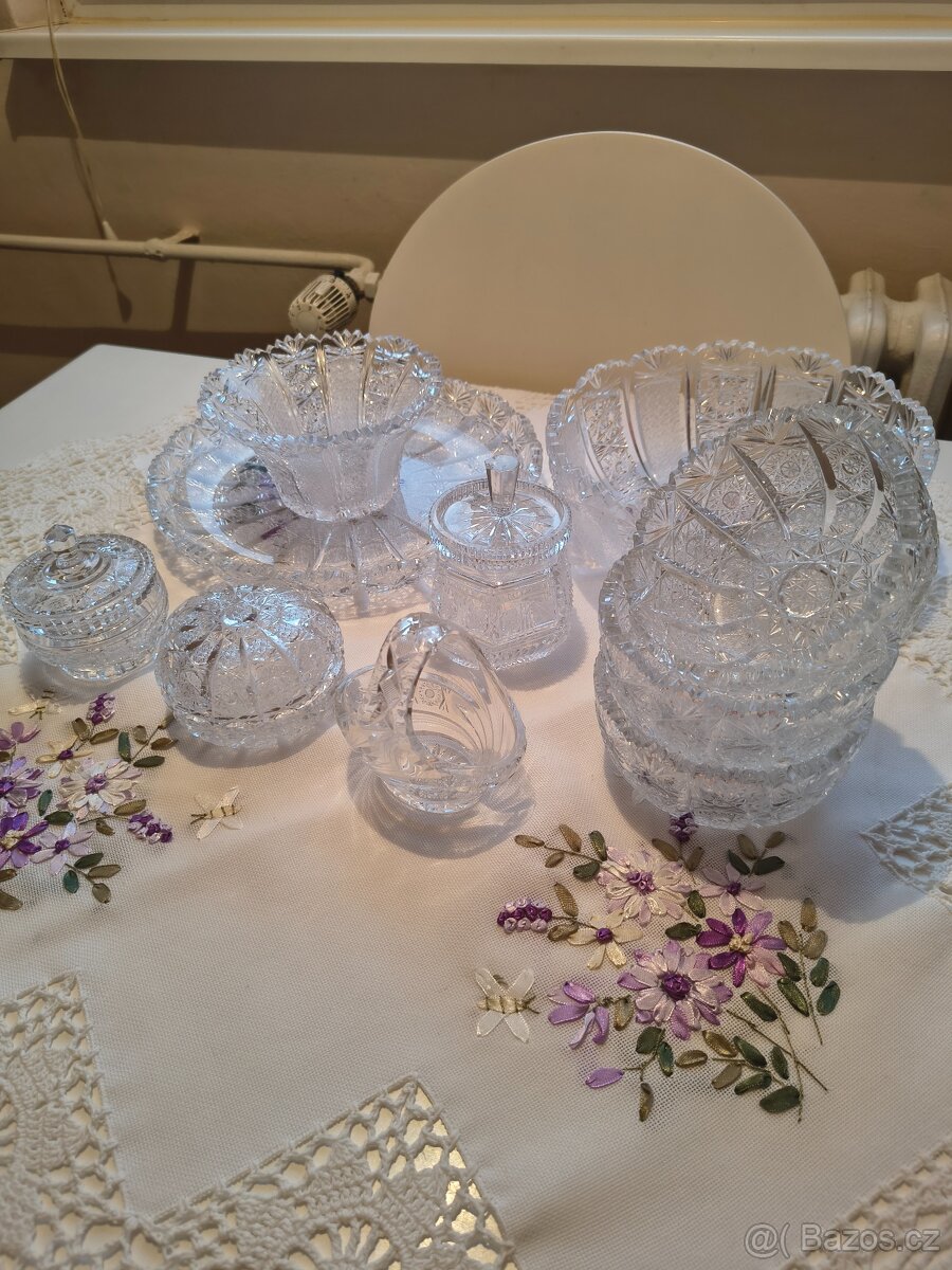 České broušené sklo - sada 10 kusů