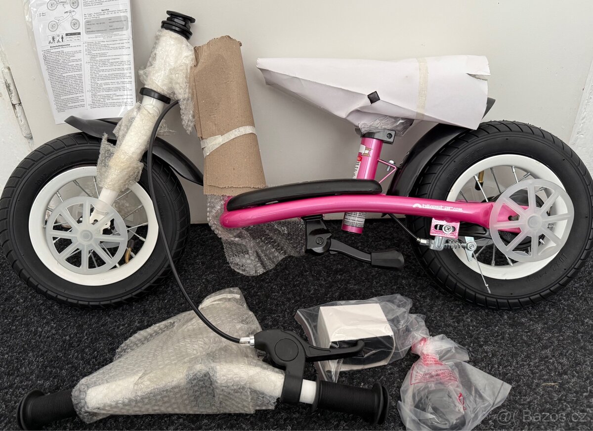 Bikestar bezpečné odrážedlo 10´´ Pink White - zabalené