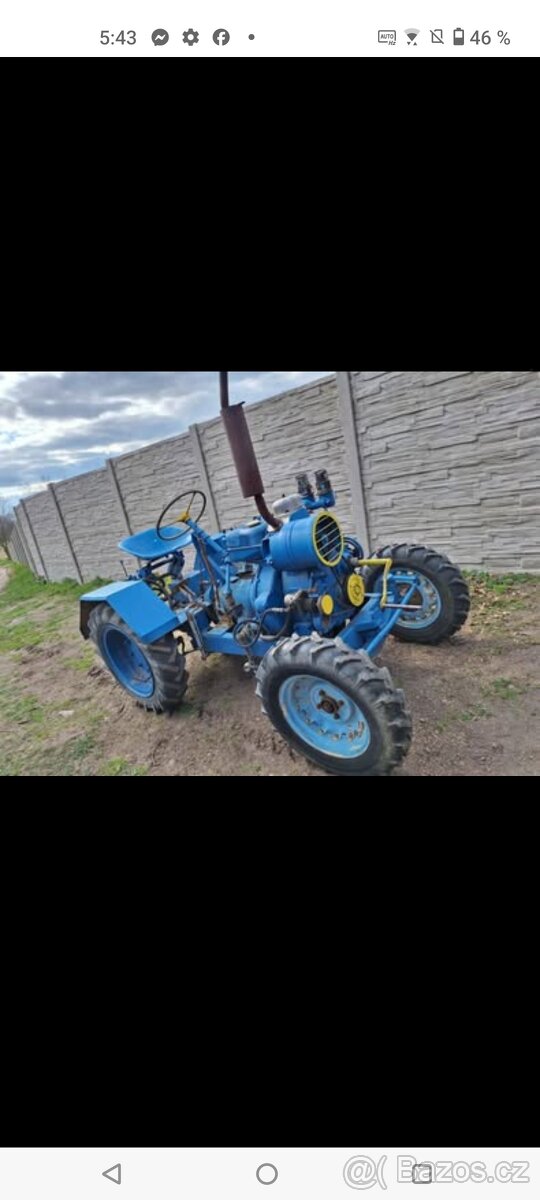 Traktor s motorem Slavie/Tatra ST 120 stabilní jednoválec +