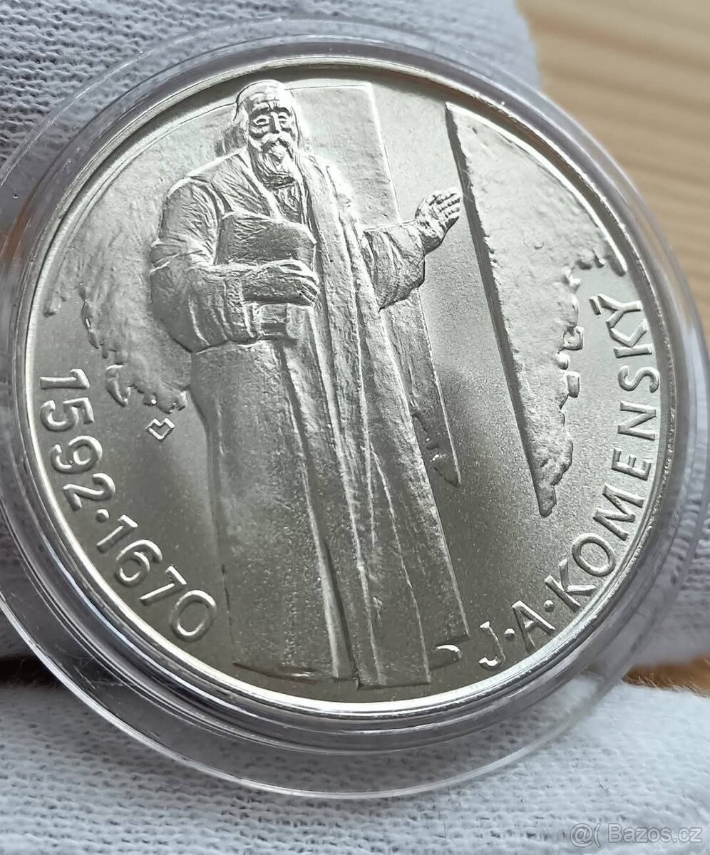 Stříbrná 500kčs Jan Ámos Komenský 1992 krásný Top stav