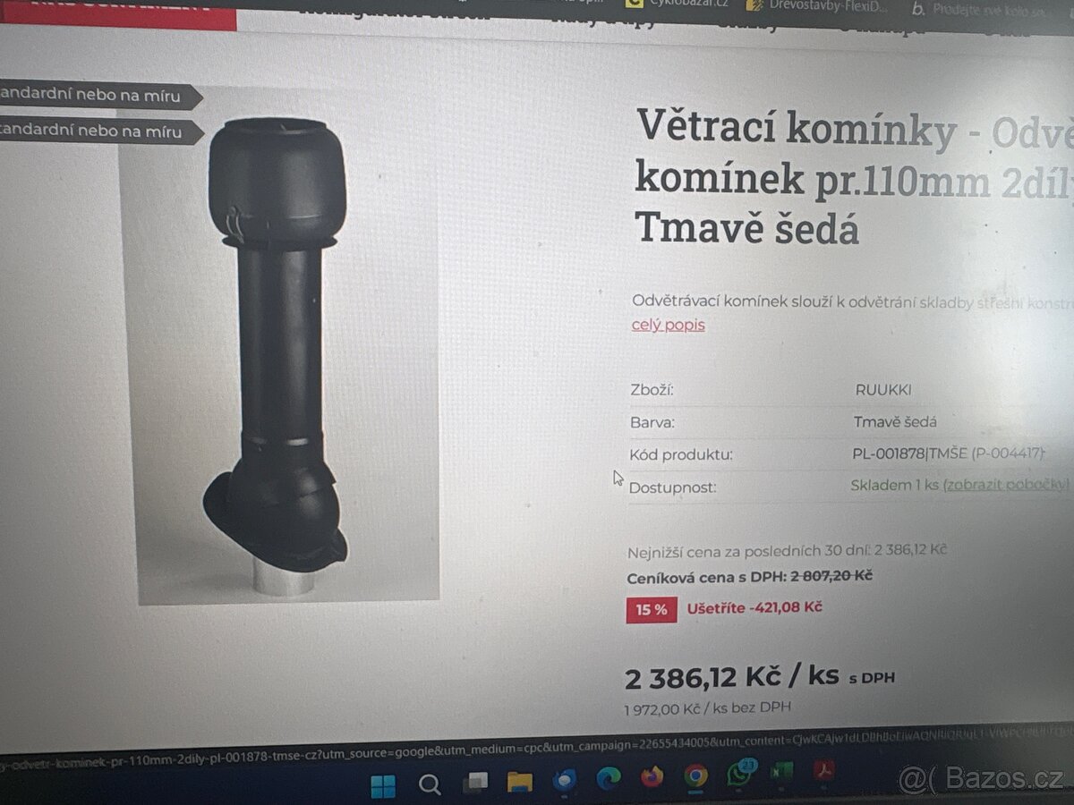 Rukki antracit - odvětrávací komínek