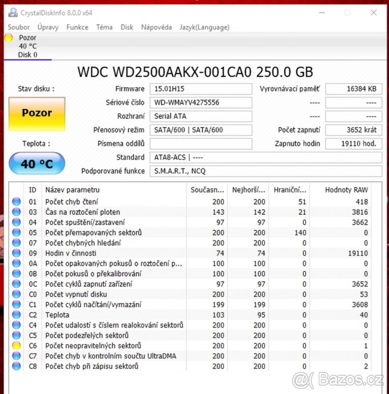 Pevné disky sata 3.5" mající chyby viz fotky