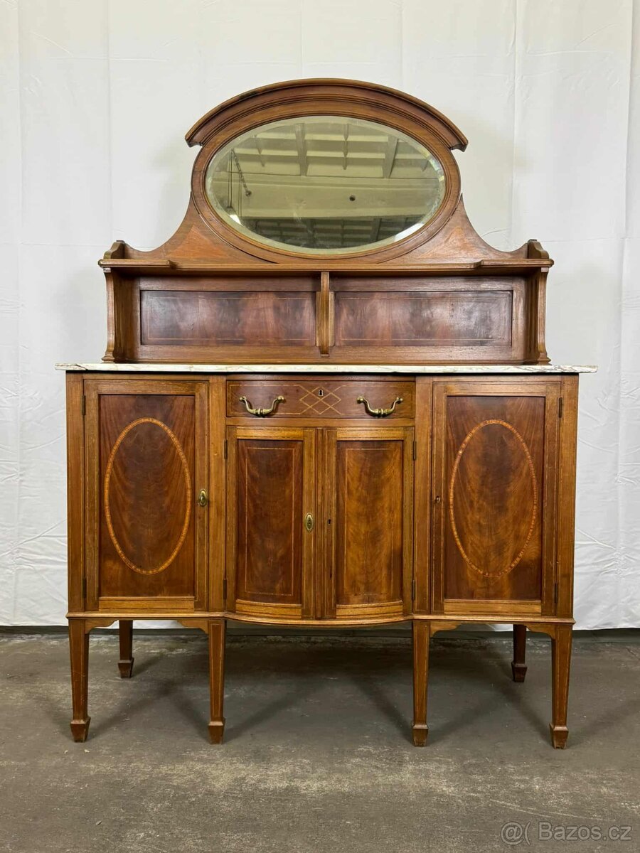 Starožitná komoda s nástavbou a zrcadlem (133023)