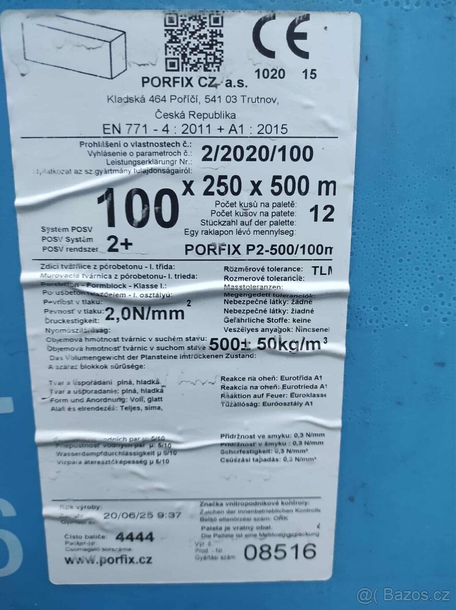 Zdivo Porfix příčkové cihly