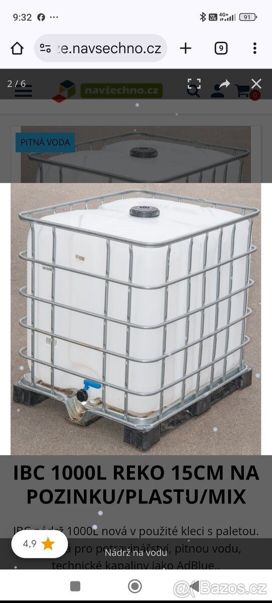 Nádrž na užitkovou vodu 1000 l