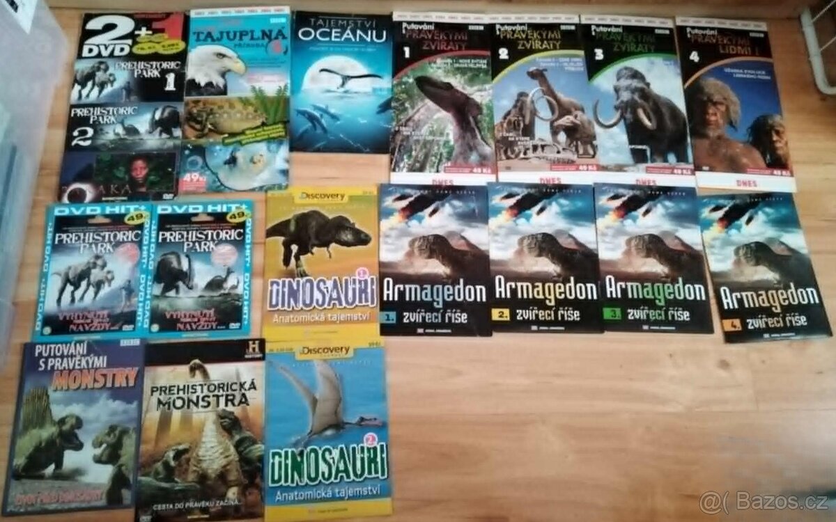 DVD s dokumentárními filmy pravěká zvířata, monstra