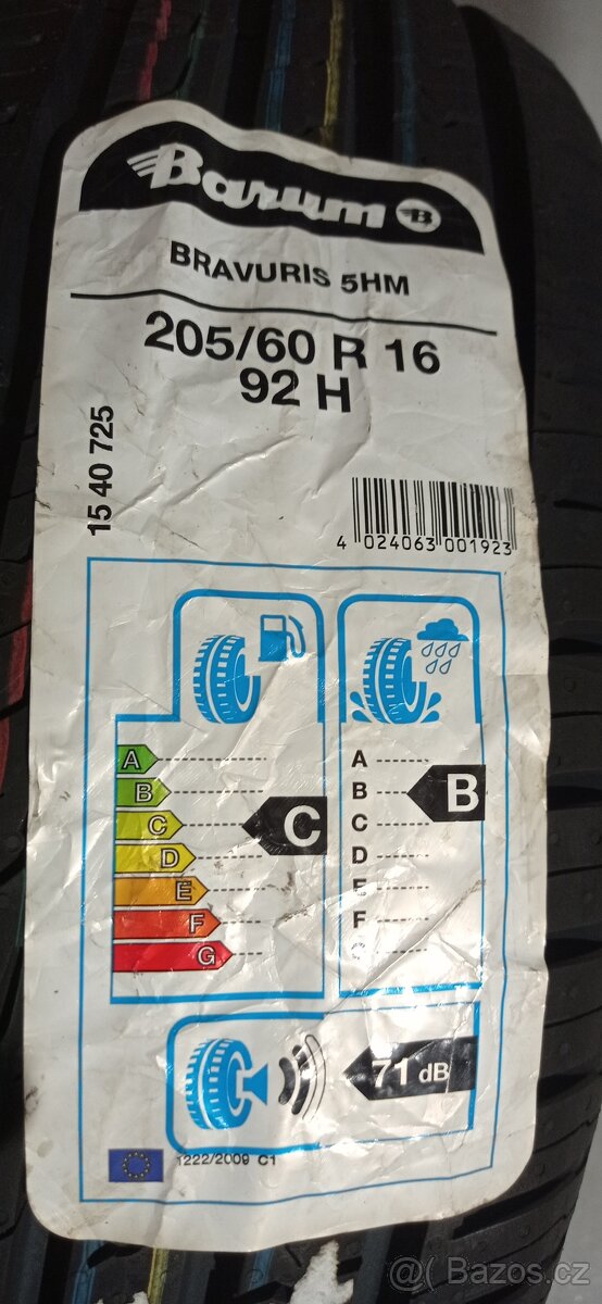 Prodám nové letní pneu Barum 205/60 R16 92H