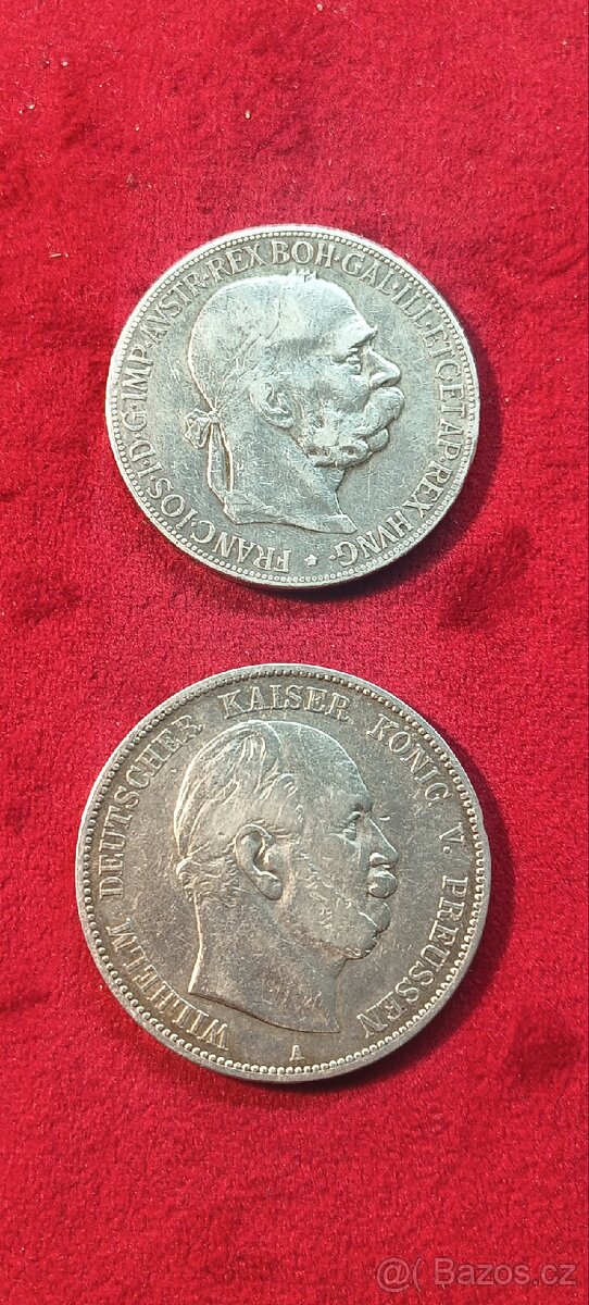 Mince 5 Corona 1900 a 5 Marka 1876