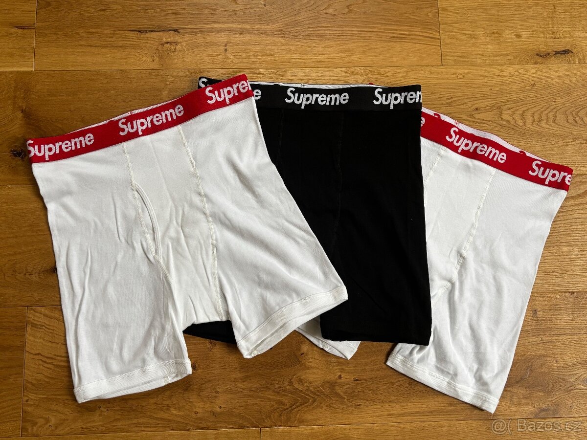 Supreme Hanes boxerky černé a bílé
