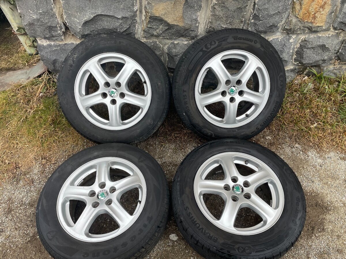 Alu kola 5x100 R15 pneu letní 195/65 R15