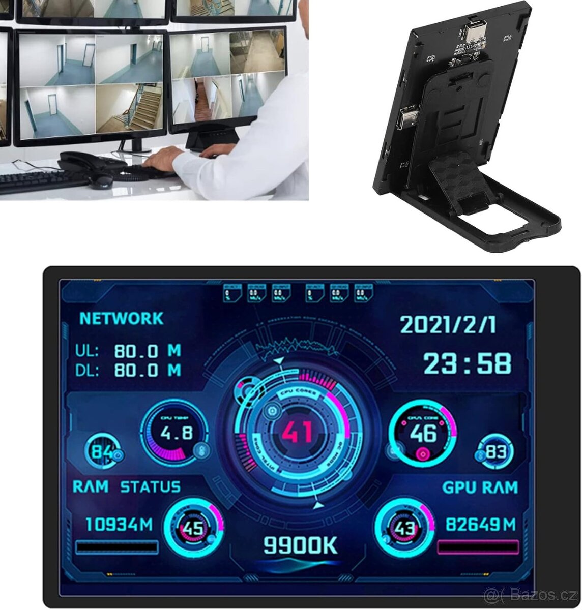 3.5" IPS přídavný displej k monitorování dat PC, se stojane